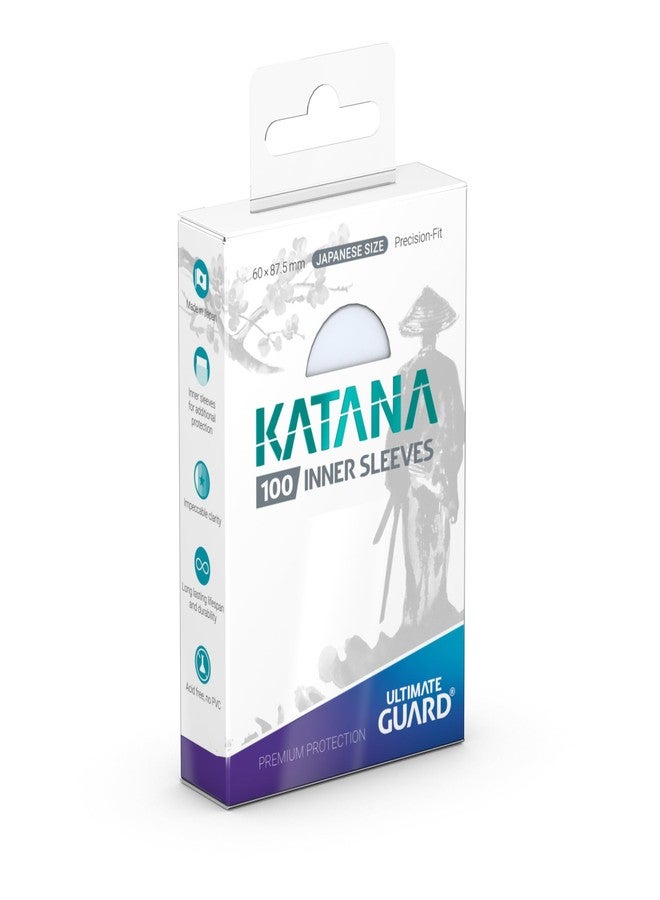 ألتيميت جارد أكمام بطاقات داخلية من Ultimate Guard Katana، 100 كم بحجم ياباني لبطاقات ألعاب الورق، 60 × 87.5 مم، شفافة، أكمام للبطولات، خالية من مادة PVC والأحماض، مثالية للتغليف المزدوج. - Image 1